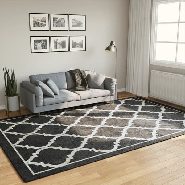 vidaXL vaskbart tæppe, sort og hvid, 190x300 cm