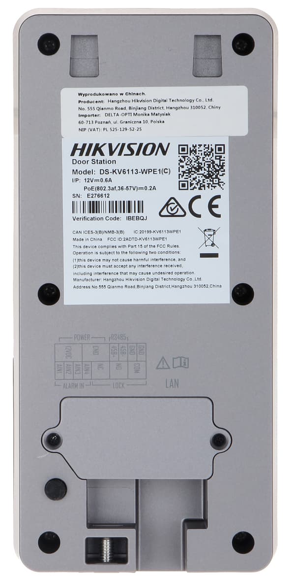 TRÅDLØST VIDEO INTERCOM DS-KV6113-WPE1(C)/OVERFLADE Wi-Fi / IP Hikvision