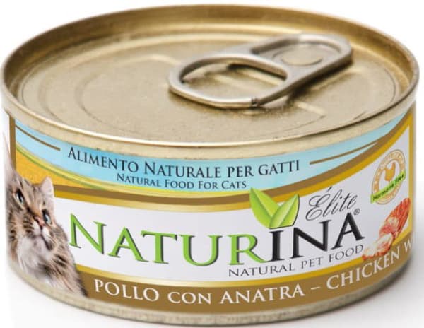 Naturina | Elite vådfoder til katte | 70 g dåse - kylling og and 70 g