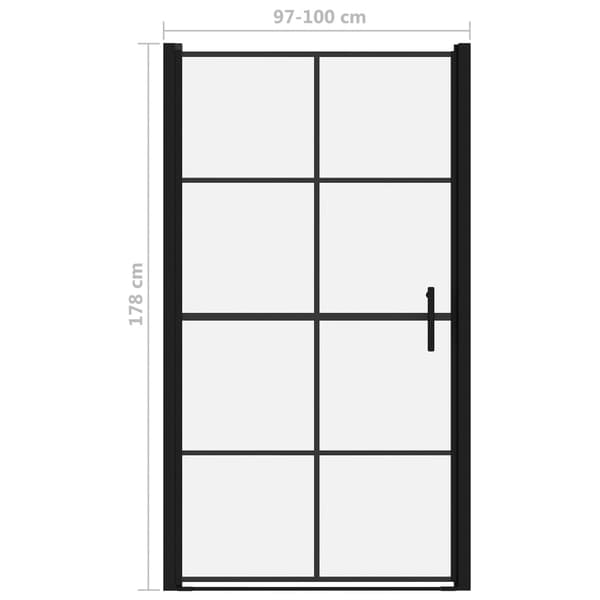 vidaXL brusedør, hærdet glas, 100x178 cm, sort