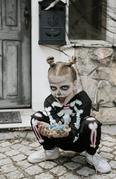 Skelett Halloween-kostym 116-128 cm