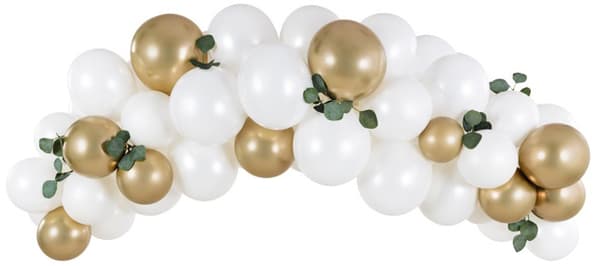 Ballongirlande hvidguld blank 60 stk.
