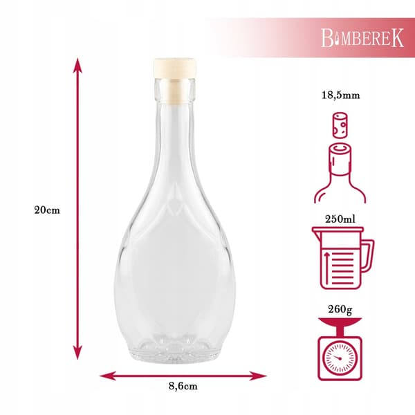 5x ICONA Glasflaskor 250ml JULKLAPP Likörer Vin Juice