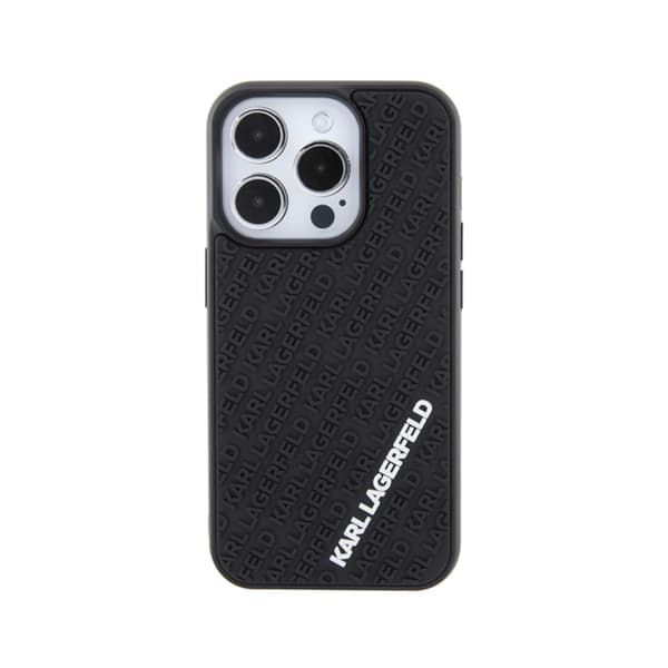 Karl Lagerfeld 3D gummi multilogo - iPhone 15 Pro cover (sort)