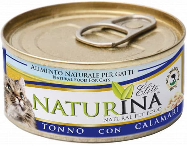 Naturina | Elite vådfoder til katte | 70g dåse - Tun med blæksprutte 70g