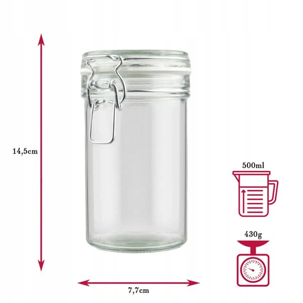 HERMETISK GLASKRUKK MED GLASLÅG 500 ml