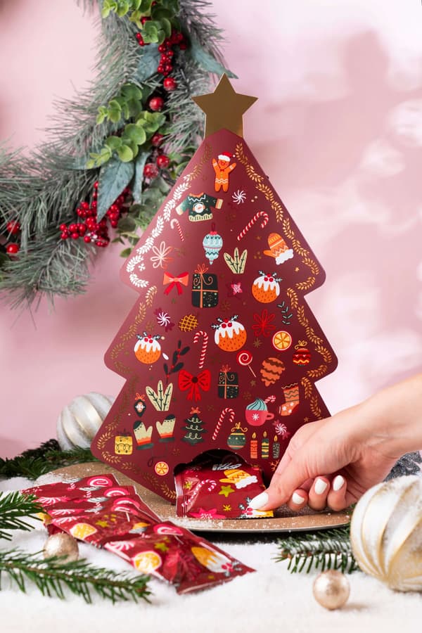 Adventskalender med löst te julgran present Green Touch