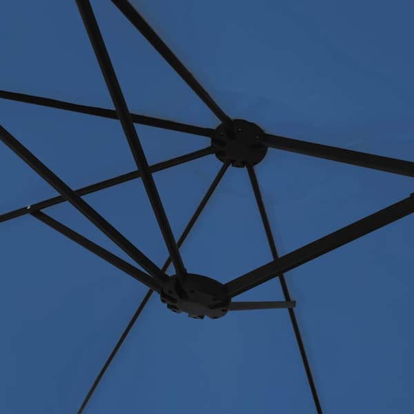 vidaXL dobbelt haveparasol med LED blå 449x245 cm
