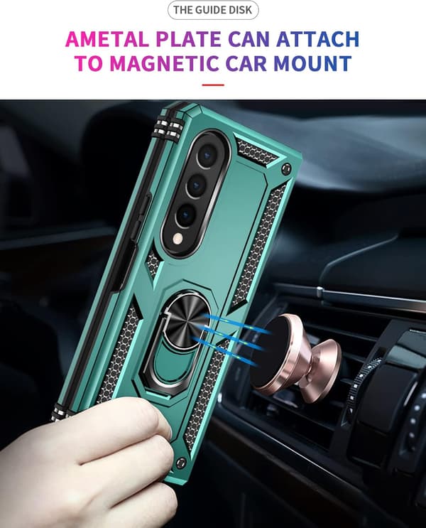 ARMOR ETUI TIL SAMSUNG GALAXY Z FOLD 4 GRØN RAMME MED RING