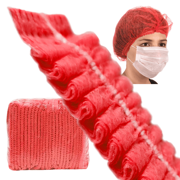 Engångsmössa röd klämma non-woven 12g 100st