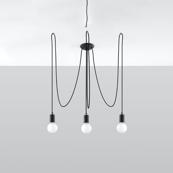 HÄNGLAMPA EDISON 3 E27 SVART SOLLUX SL.0370