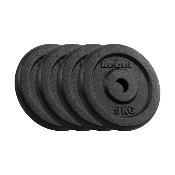 Rebel støbejerns vægtskive sæt 4x5kg 20kg hul 31mm klassisk
