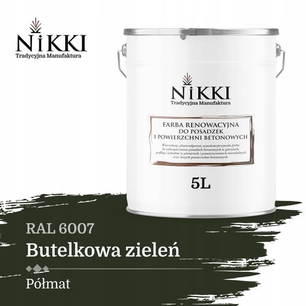 Betonilattioiden kunnostusmaali 5L pullossa vihreä RAL6007 puolimatta