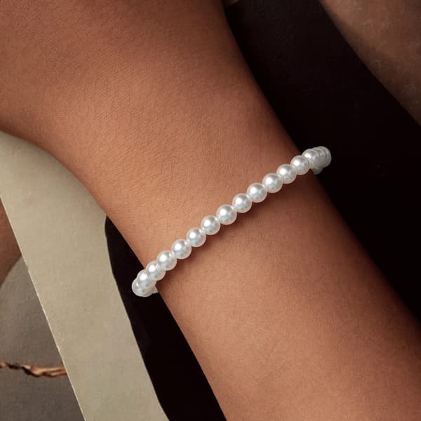 Silverarmband med pärlor, 925 silver, storlek S