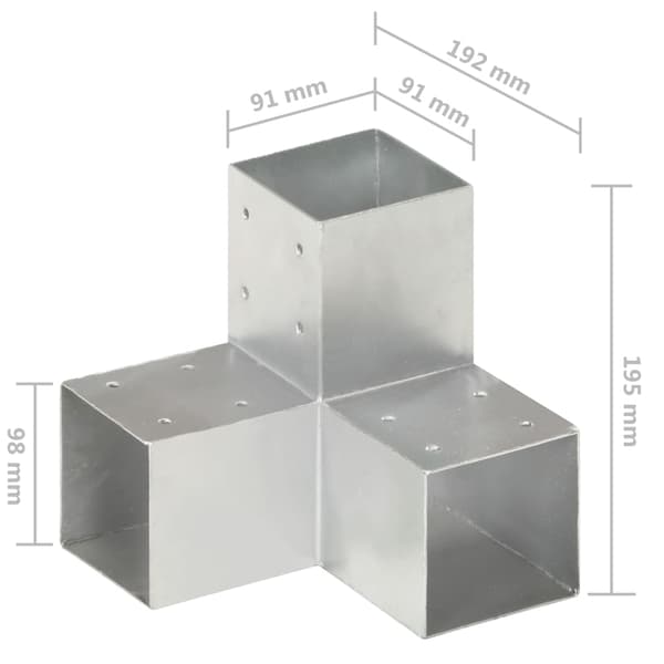 vidaXL Y-formet stolpeforbindelse galvaniseret metal 91x91 mm