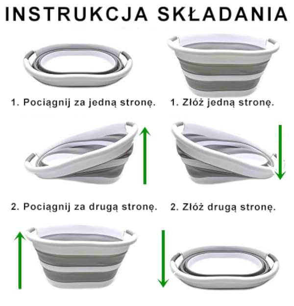 Oval foldeskål 50 x 37 cm hvid og grå OVAL COMPACT 25L