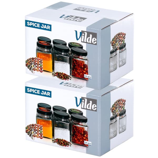 Lasinen maustesäiliö 100 ml 48 kpl + 180 tarraa