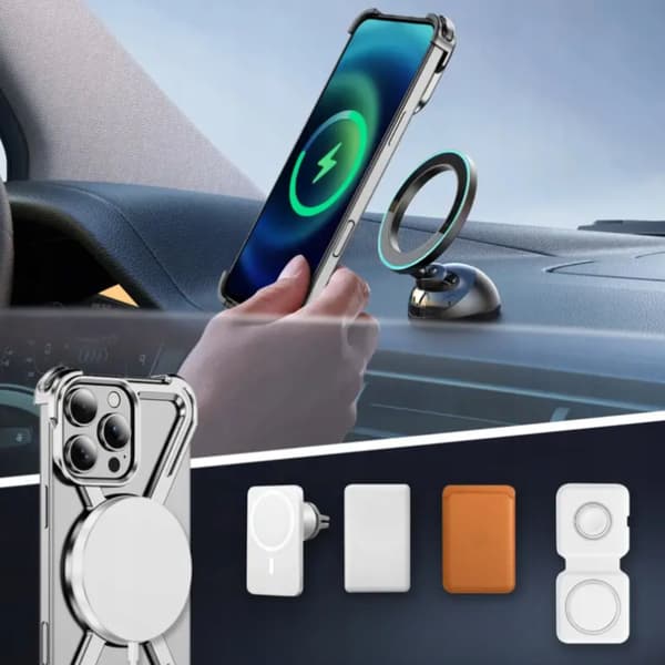 Fodral för iPhone 15 Pansar MagSafe Metallfodral Titanium 360-hållare