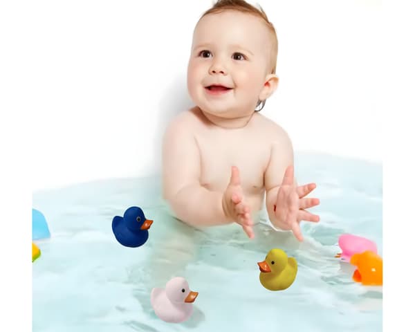Gummiand Pibende badelegetøj Vandand til badekar HVID