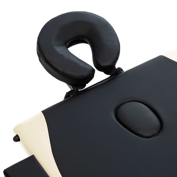 vidaXL foldbart massagebord, 3-zoner, træ, sort og beige