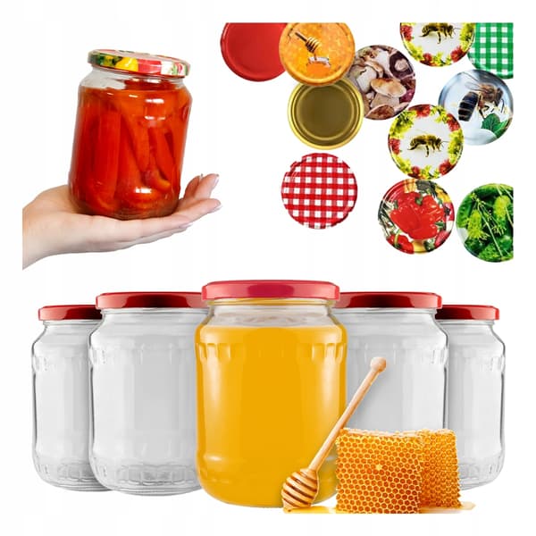 48x glasburkar 720 ml burk för gurkor, svamp, sylt, honung, konserver