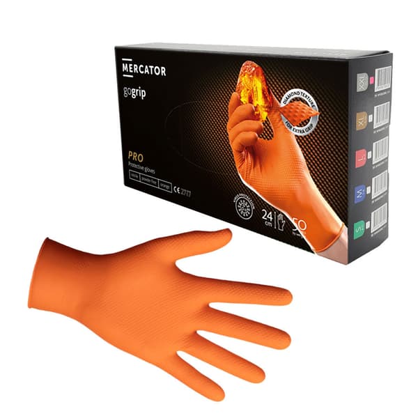 XXL orange Mercator Gogrip nitrilhandskar 50 st