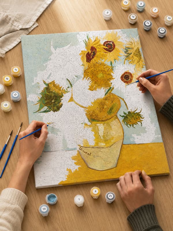 Målning med siffror med ram Solrosor Gogh 40x50 cm