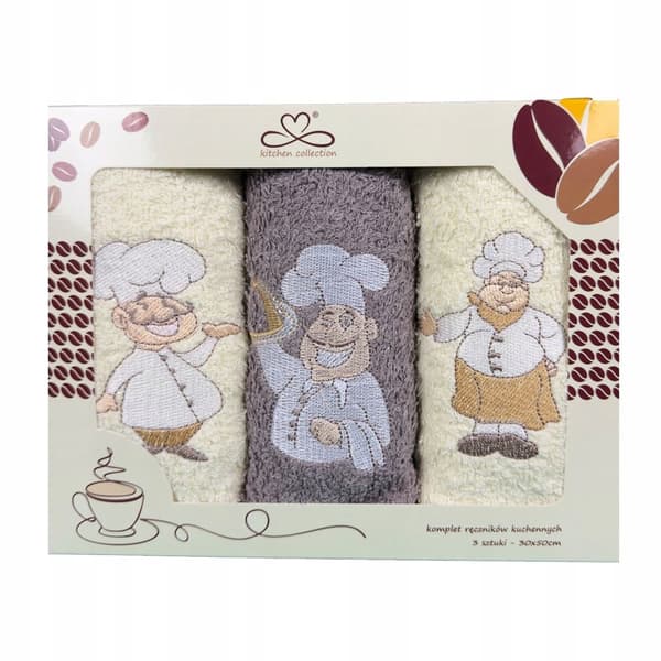 Set kökshanddukar Kuchcik - kockmönster 30x50 grå c, ecru