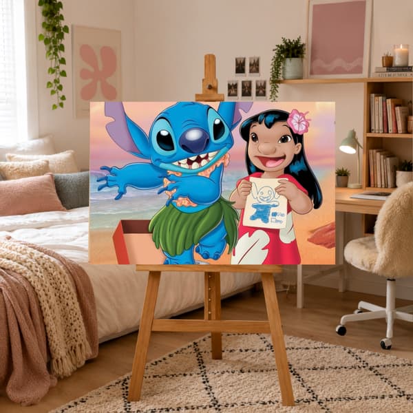 Måla efter nummerbild med ram Sy med teckning 70x50 cm