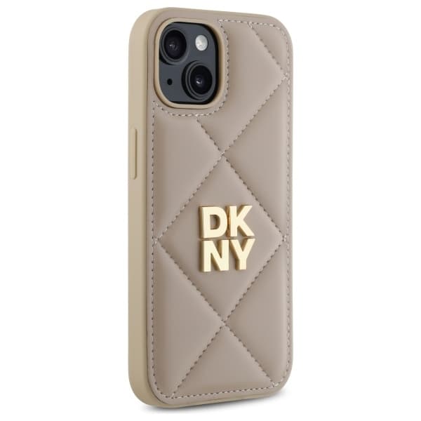 DKNY DKHCP15SPQDSLE iPhone 15 6.1 Beige Quilted Stack Logotyp