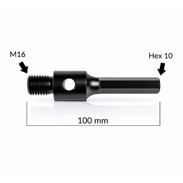 Adapter han M16 till Hex10 100mm för borrmaskiner TITANIUM
