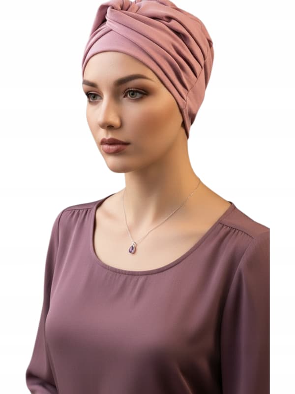 Damturban ULA 013 rosa hatt med bambufoder även efter kemoterapi