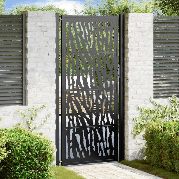 vidaXL havelåge sort 105x205 cm stålskinnemønster
