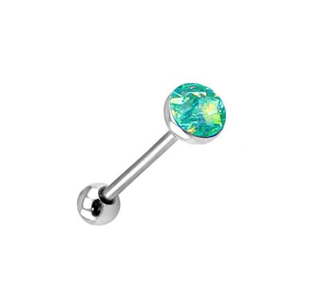 Tungpiercing - opaliserande grön - KJ-006 1.6/16/5