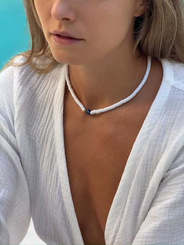 Halsband Choker Profetens Öga Vit