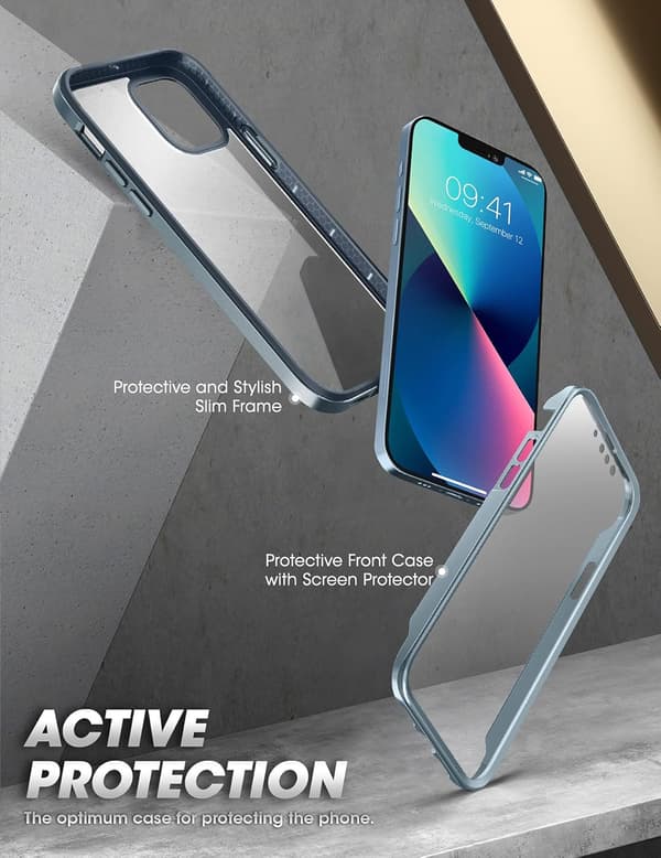 Supcase beskyttelsesetui til iPhone 13 Pro 6,1' blå bumper 360 solid