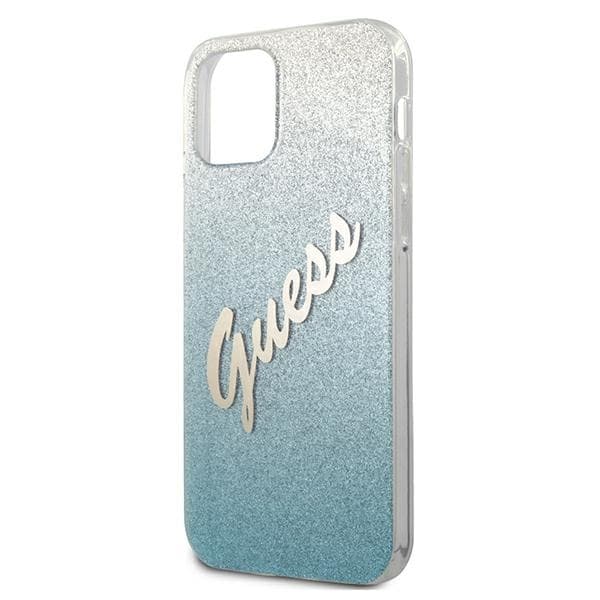 Guess GUHCP12LPCUGLSBL iPhone 12 Pro Max 6.7 blått/blått hårt skal Glitter Gradient Text