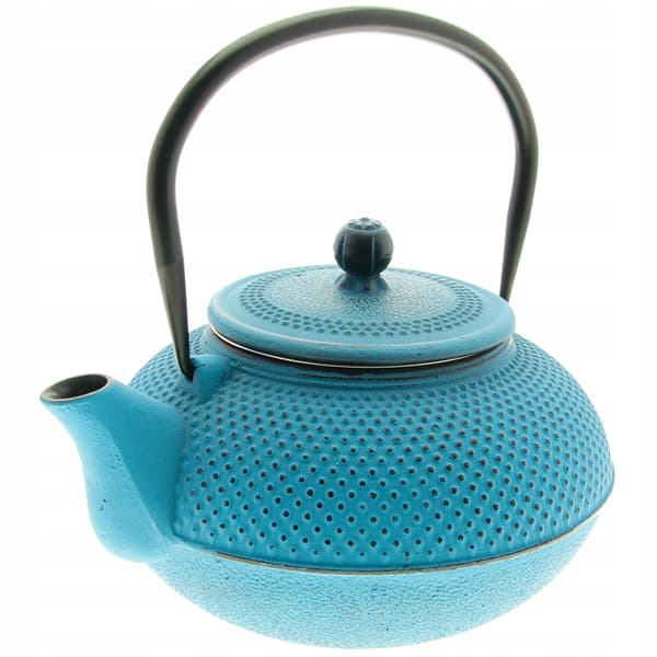 Støbejernskedel blå 1,5 l infuser med si til urtete