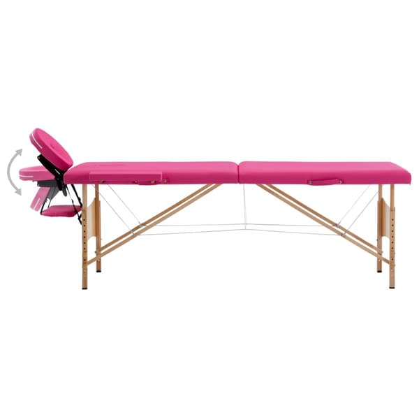 vidaXL foldbart massagebord 2-zoner træ pink