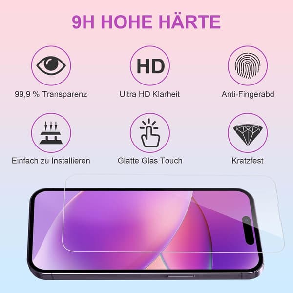 2x 9H GLAS TIL APPLE IPHONE 14 PRO HØJ RIDSEBESKYTTELSE