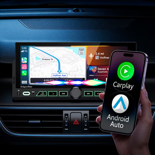 Radio samochodowe Kruger&Matz KM2017 CarPlay/AndroidAto 6,9” USB 1DIN pilot
