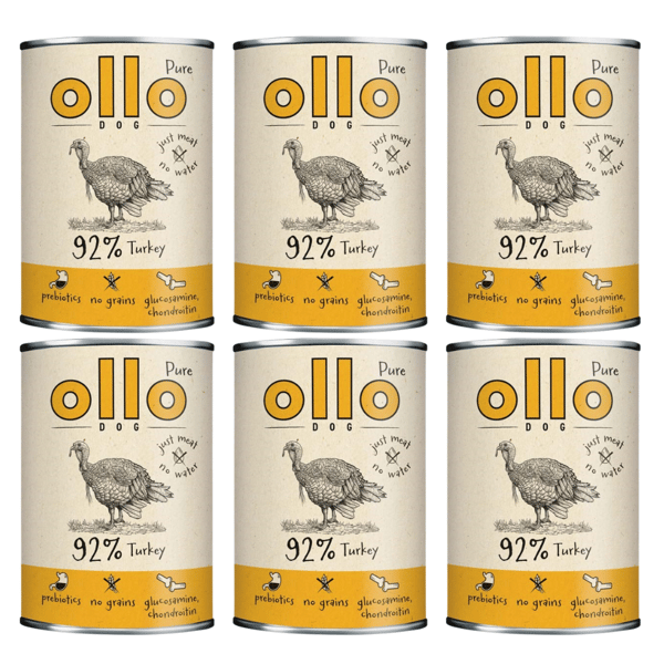 Ollo Pure Turkey vådfoder til hunde 6x850g, kornfri, 92% kød