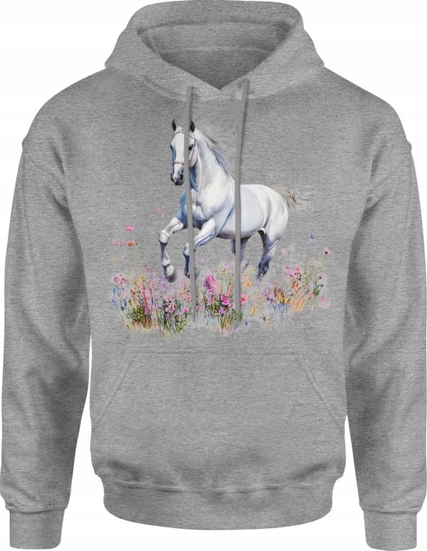 HERRE HESTE SWEATSHIRT MED HESTEPRINT BOMULD MED DYR M