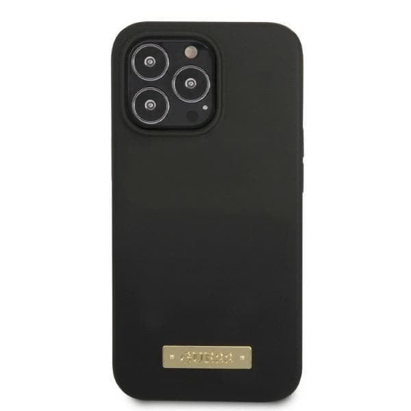 Guess GUHMP13LSPLK iPhone 13 Pro / 13 6.1 sort/sort hårdt cover Silikone Logoplade MagSafe
