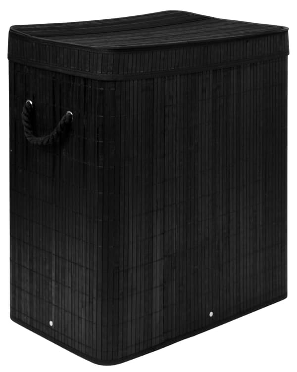 Bambu tvättkorg med lock 100L svart