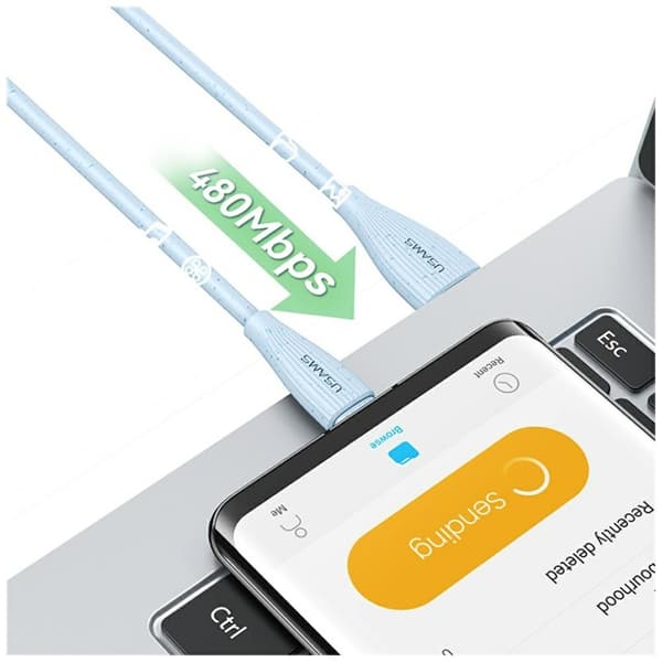 USAMS Green Series SJ714 18W 3A USB-A til USB-C kabel 1m blå
