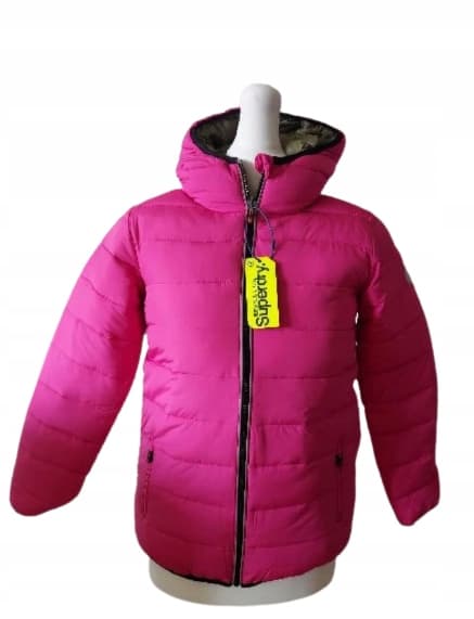 Superdry vinterjacka för flickor dubbelsidig rosa quiltad 116
