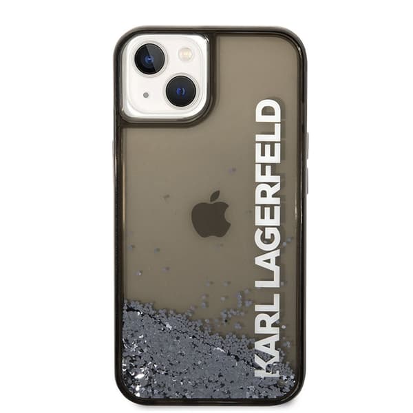Karl Lagerfeld Liquid Glitter Translucent Elongated Logo Cover - iPhone 14 Plus Cover (Sort)