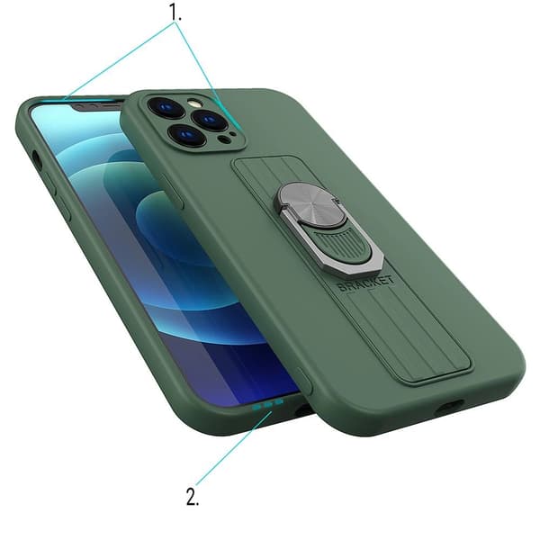 Ring Case silikone cover med fingerring og stativ til iPhone 13 mini sølv