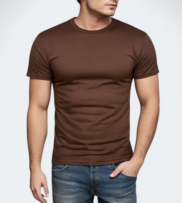 2-pak premium bomulds t-shirts hvide og brune - M